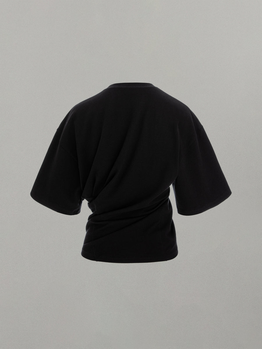 Suspended Rose Asymmetrical T-Shirt in Black/Silk Rose | Seen