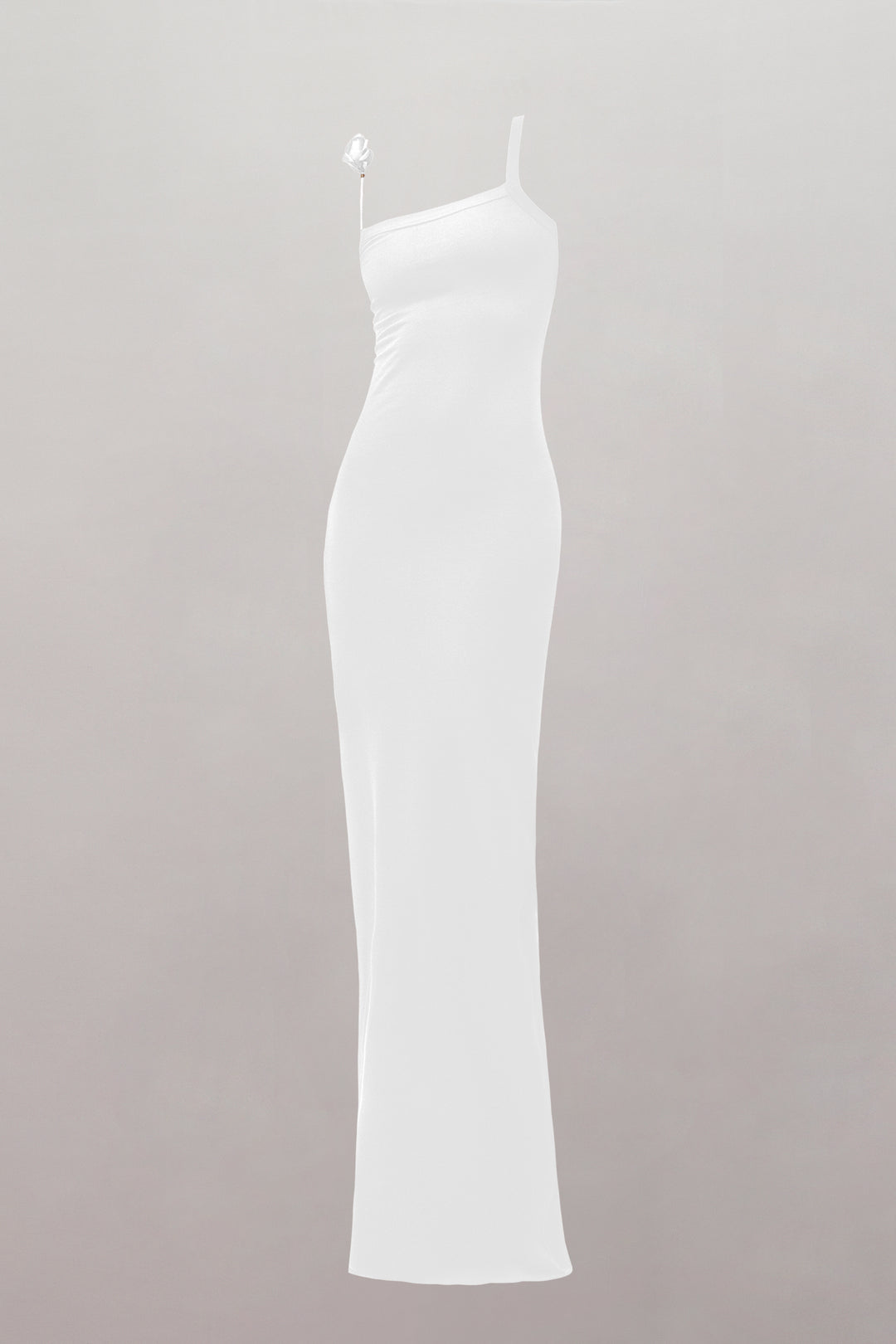 Surrealist White Rose Strap Maxi Dress in White